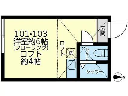 ユナイト妙蓮寺ケーズサウス(ワンルーム/1階)の間取り写真