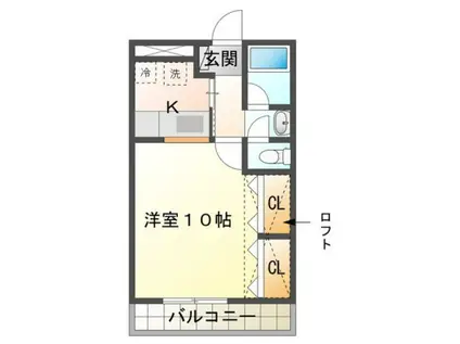 アゼリア浜田A(1K/2階)の間取り写真