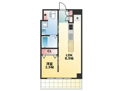 アイボリーポワント難波ウエスト(1LDK/6階)の間取り写真