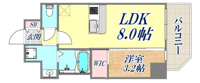 スワンズシティ神戸湊川2(1LDK/2階)の間取り写真