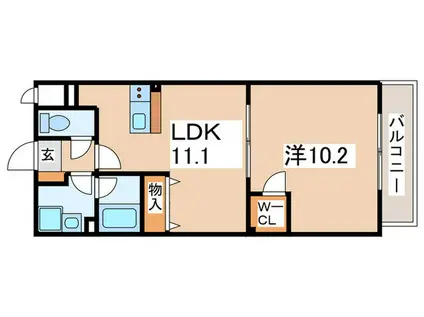 ACASIA COURT(1LDK/2階)の間取り写真