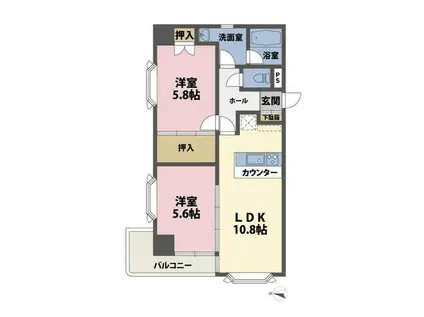 ラ・フォンテーヌ(2LDK/3階)の間取り写真