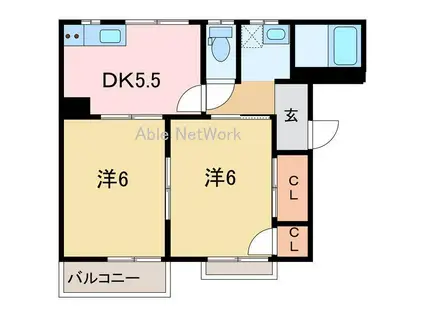 ファミール繁本(2DK/2階)の間取り写真