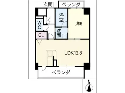 フロンターレ名駅(1LDK/7階)の間取り写真