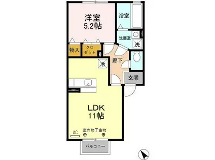 ポワール(1LDK/2階)の間取り写真