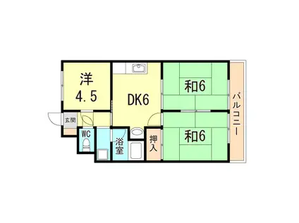 多聞ニューハイツ(3DK/3階)の間取り写真