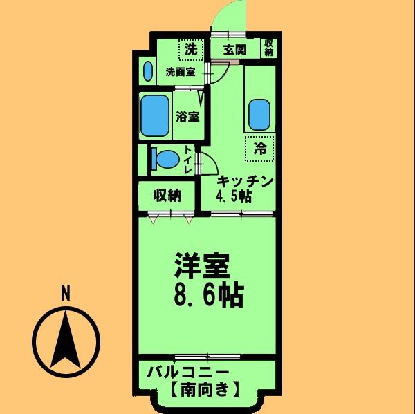 ジョビI(1DK/3階)の間取り写真