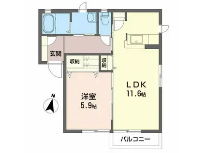 シャーメゾン・ヤマト(1LDK/2階)の間取り写真