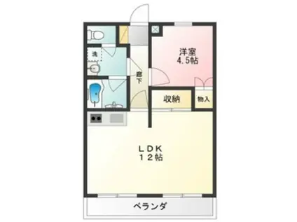 ドエール三本木(1LDK/3階)の間取り写真