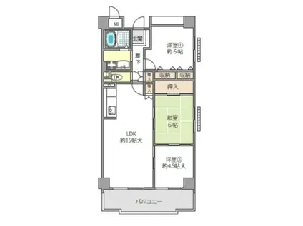 ヴェルヴィー鶴見(3LDK/6階)の間取り写真