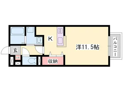 サンショワーII(1K/2階)の間取り写真