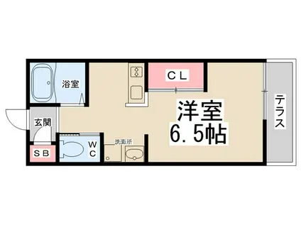 フェリーチェヒル(1K/2階)の間取り写真