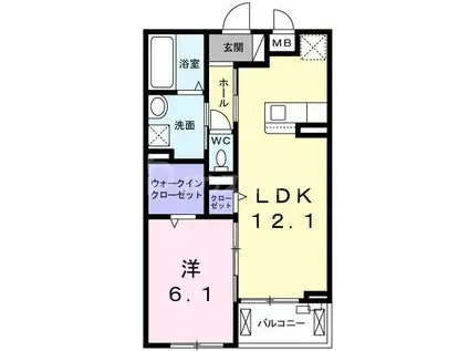 イーストIV(1LDK/2階)の間取り写真