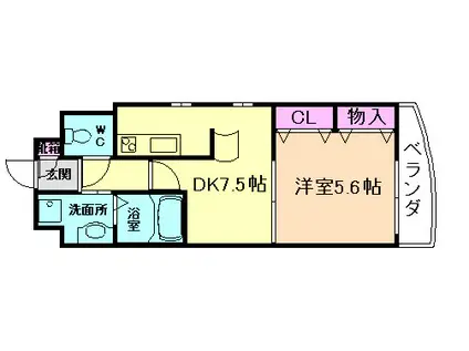 ジー・プレート箕面(1DK/2階)の間取り写真