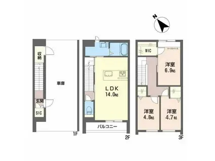 シャーメゾン万代リバーサイド(3LDK/3階)の間取り写真