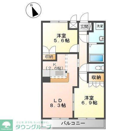 フィールグッドⅡ(2LDK/2階)の間取り写真
