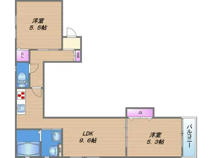 クリエオーレ中川西(2LDK/2階)の間取り写真
