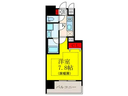 ZOOM江坂公園(1K/3階)の間取り写真