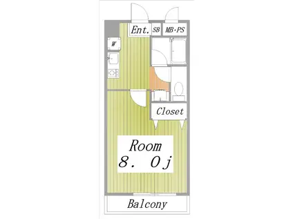 ウィスタリアK(1K/1階)の間取り写真