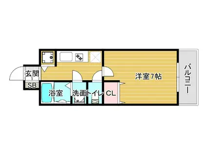 RAINBOW COURT立売堀(1K/6階)の間取り写真