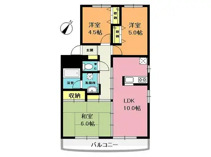エイタイマンション(3LDK/5階)の間取り写真