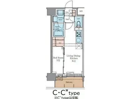 LUXENAPAWS南行徳(1LDK/3階)の間取り写真