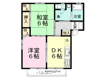グランヴューラ高根台II(2DK/2階)の間取り写真