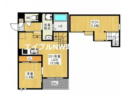 GRANDTIC 後楽園(1LDK/2階)の間取り写真