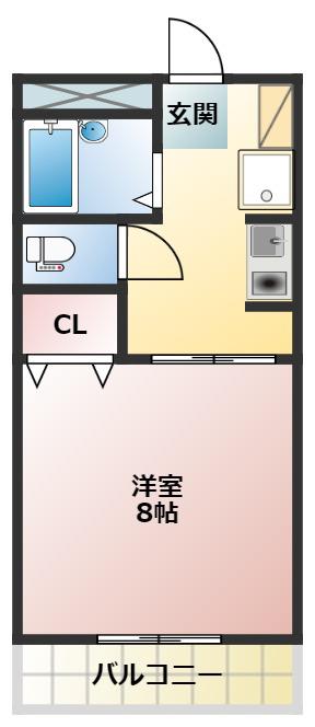 ベルメゾン・ローズ(1K/1階)の間取り写真