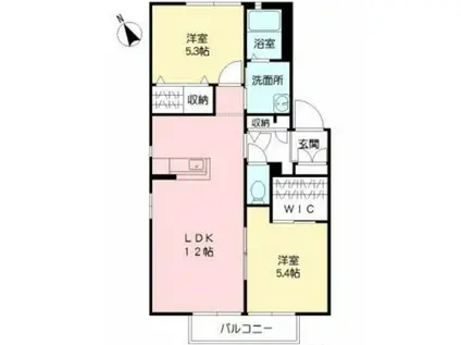 スカイパーク横尾  A棟(2LDK/2階)の間取り写真