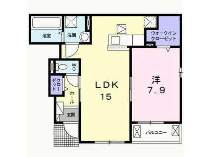 インアミティ(1LDK/1階)の間取り写真