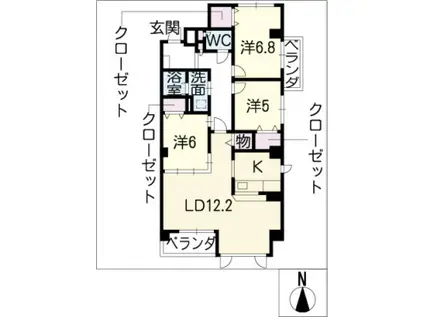 コルティーレ マルフク(3LDK/1階)の間取り写真