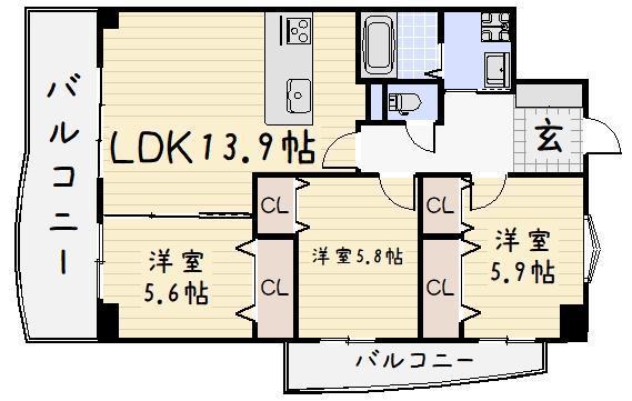 VERDE大手町(3LDK/10階)の間取り写真