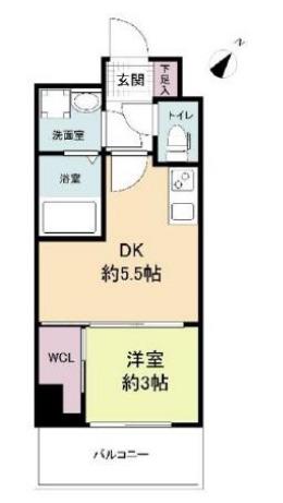 セレニテ神戸元町クレア(1DK/9階)の間取り写真