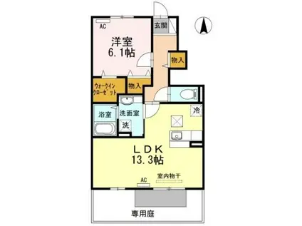 花水木A(1LDK/1階)の間取り写真