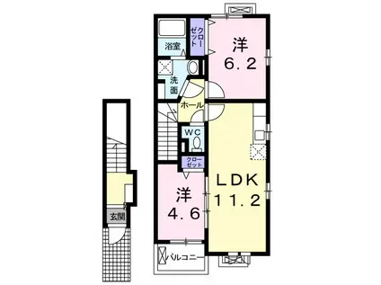 田園 UGATOKU II番館(2LDK/2階)の間取り写真