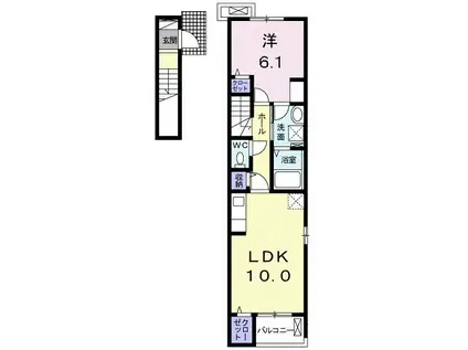 ウエストウイング(1LDK/2階)の間取り写真