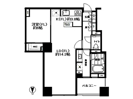 シティタワーズ豊洲 ザ・ツイン(1LDK/35階)の間取り写真