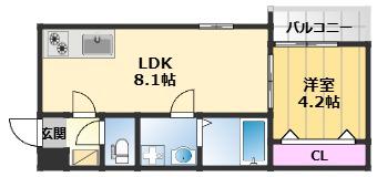KS ノース PLASE(1LDK/2階)の間取り写真