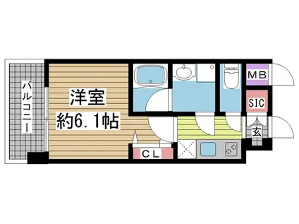 レオンコンフォート神戸ハーバーウエスト(1K/13階)の間取り写真