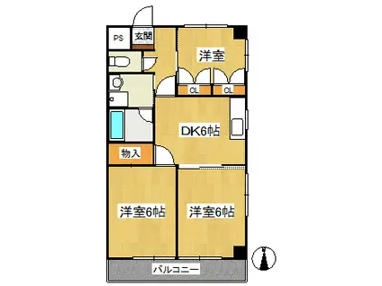 星野ビル(3DK/5階)の間取り写真