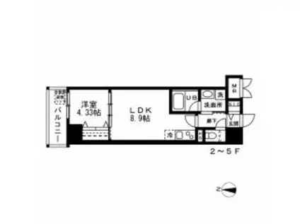 LA BELJOUR 錦糸町(1LDK/6階)の間取り写真