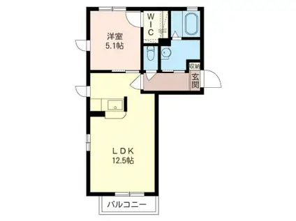 カーサ・セレッソB(1LDK/2階)の間取り写真