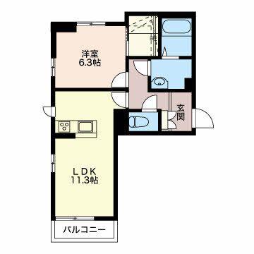 丸花見一号館(1LDK/2階)の間取り写真