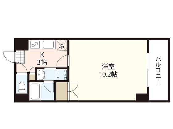 ヴィラくすの木(1K/6階)の間取り写真