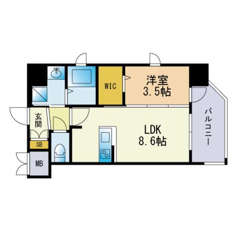 エンクレスト天神MODE(1LDK/3階)の間取り写真