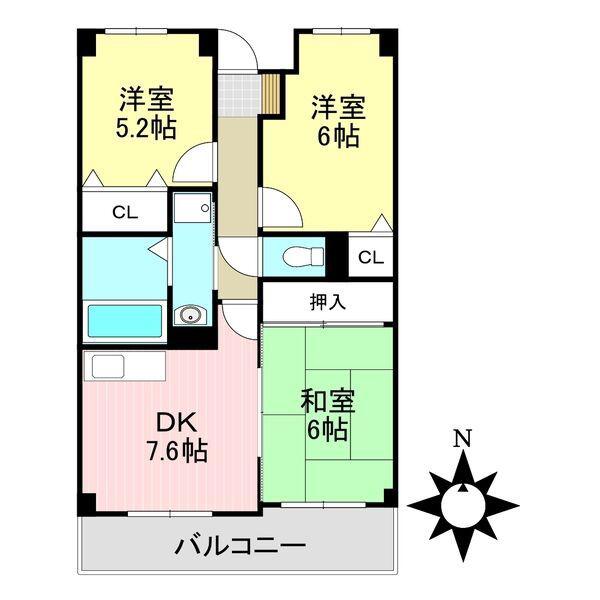 リバーサイドヴィレッジ・I(3DK/4階)の間取り写真