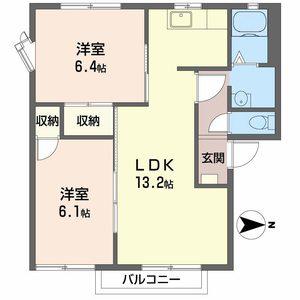 フレグランス北平野(2LDK/2階)の間取り写真
