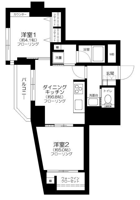TKハイツ王子(2DK/5階)の間取り写真