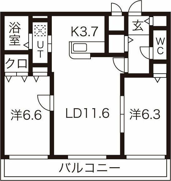 ウエストビレッジ(2LDK/2階)の間取り写真